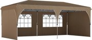 Outsunny Tenda Dobrável 6x3 m Pop-up com 4 Laterais Amovíveis Tenda de Jardim com Faixas Refletoras Altura Ajustável UPF50+ Bege | Aosom Portugal