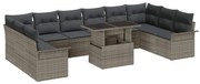 vidaXL Conjunto de Sofás de Jardim 11 Peças com Almofadas Cinza em Rattan