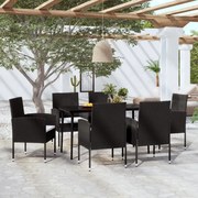 7 pcs conjunto de jantar para jardim preto