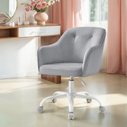 Cadeira de escritório giratória design simples com toque de elegância moderna veludo Cinzento