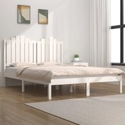 Estrutura de cama 140x190 cm madeira de pinho maciça branco