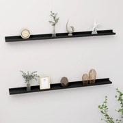 vidaXL Prateleiras de parede 2 pcs 115x9x3 cm preto