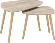HOMCOM Conjunto de 2 Mesas Auxiliares com Pés de Madeira Mesas de Café 59,5x39,5x45 cm e 44,5x28,5x40 cm Madeira | Aosom Portugal