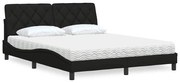 vidaXL Cama com colchão 160x200 cm tecido preto