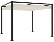 vidaXL Gazebo de jardim com teto retrátil 3x3 m aço creme
