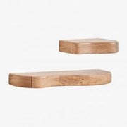 Conjunto De 2 Prateleiras De Parede Em Madeira De Acácia Nireimi ↔︎ 40 Cm - ↔︎ 90 Cm - Sklum