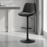 Conjunto 2 de bancos de bar com altura ajustável 49,5 x 45 x (88,5-109,5) cm, assento giratório e estofo em veludo cinzentos