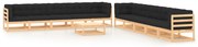 vidaXL 11 pcs conj. lounge jardim c/ almofadões antracite pinho maciço