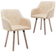 vidaXL Cadeiras de jantar 2 pcs tecido cor creme