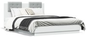 vidaXL Estrutura de cama com cabeceira e luzes LED 140x190 cm branco