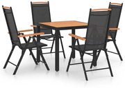 vidaXL 5 pcs conjunto de jantar para jardim alumínio preto