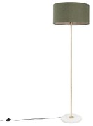 Candeeiro de pé em latão com abajur verde 50 cm - Kaso Moderno