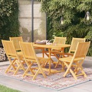 vidaXL 7 pcs conjunto de jantar para jardim madeira de teca maciça