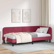 vidaXL Estrutura de Cama de Canto Vinho Vermelho 90 x 190 cm Veludo