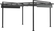 Outsunny Pérgola 3x4 Pérgola de Jardim com Teto Retrátil de Poliéster e 12 Orifícios de Drenagem Cinza | Aosom Portugal