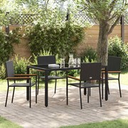 vidaXL Conjunto de Jantar para Jardim 5 pcs Preto vime PE