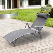 Dobrável Espreguiçadeira Encosto Ajustável para 7 Níveis com Travesseiro Resistente ao Textilene Relaxar na Piscina Exterior Terraço Camping 137x63.5x