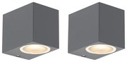 Conjunto de 2 Apliques Modernos Cinza Escuro IP44 - Baleno Moderno
