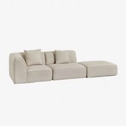 Sofá De Canto Modular Cardea De 2 Peças Com Pufe Estofado Bouclé Creme Bege - Sklum