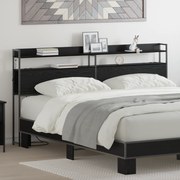vidaXL Cabeceira de armazenamento Carvalho preto 200 cm