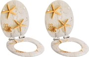 vidaXL Assentos sanita 2 pcs c/ tampas fecho suave MDF design estrelas