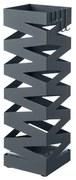 Suporte para guarda-chuvas de metal SONGMICS, suporte quadrado para guarda-chuvas, com 4 ganchos e bandeja coletora removível, 15,5 x 15,5 x 49 cm, cinza antracite LUC016G01