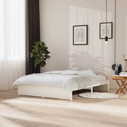 Estrutura de cama king 150x200 cm madeira maciça branco