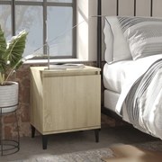 vidaXL Mesa de cabeceira c/ pernas em metal 40x30x50cm carvalho sonoma