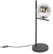 Candeeiro de mesa Art Deco preto e vidro fumê - Flore