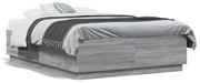 vidaXL Estrutura de cama c/ luzes LED derivados madeira cinza sonoma