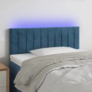 Cabeceira de cama c/ luzes LED veludo 90x5x78/88 cm azul-escuro