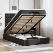 vidaXL Estrutura de cama otomana com colchão preto Couro falso
