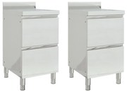 vidaXL Armários p/ cozinha comercial c/ 2 gavetas 2 pcs aço inoxidável
