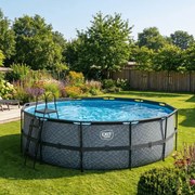 Piscina redonda Stone ø450x122cm com bomba de filtragem - Cinzenta