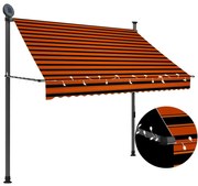 Toldo retrátil manual com LED 200 cm laranja e castanho