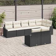 vidaXL Conjunto de Sofá de Jardim Modular de 8 Peças com Almofadas - Preto Rattan.