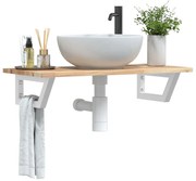 vidaXL Prateleira de parede p/ lavatório aço/madeira de acácia maciça