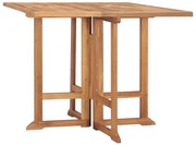 vidaXL Mesa de jantar para jardim dobrável 90x90x75 cm teca maciça