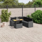 vidaXL 6 pcs conjunto sofás de jardim c/ almofadões vime PE preto
