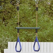 vidaXL Barra de trapézio c/ argolas p/ crianças aço azul/verde-escuro