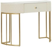 Consola de Entrada Sharon - Madeira e MDF Branco com Detalhes Dourados