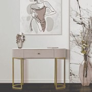 MESA CONSOLA MONTPELLIER 100X40X75 CM ROSA, DOURADO, BRANCO