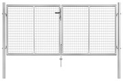 vidaXL Portão de jardim em aço galvanizado 306x150 cm prateado