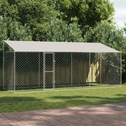 vidaXL Gaiola para cachorro com telhado Prateado 600 x 200 x 256 cm