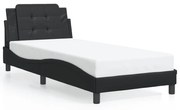 Estrutura de cama c/ luzes LED 90x190 cm couro artificial preto