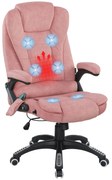 Vinsetto Cadeira de Massagem com 6 Pontos de Massagem Cadeira de Escritório Reclinável até 125° com Função de Aquecimento Altura Ajustável e Rodas para Estúdio 65x71x110-120 cm Rosa