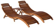 vidaXL 3 pcs espreguiçadeira c/ mesa de centro madeira acácia maciça