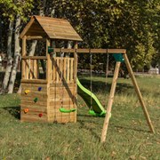Parque Exterior infantil com escorrega TIBIDABO L Com Casinha e Baloiço Duplo