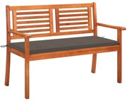 vidaXL Banco de jardim 2 lugares c/ almofadão 120 cm eucalipto maciço