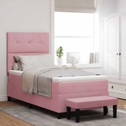 vidaXL Cama Box com Colchão &amp; Banco Rosa 80x200 cm Veludo